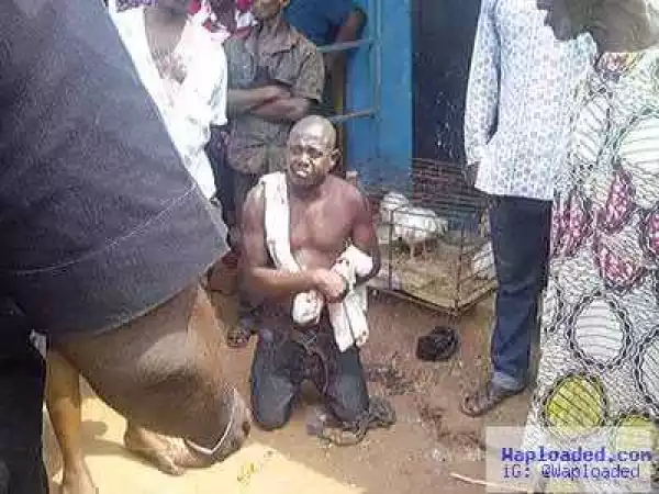This Man Was Caught Burying Juju at a Market And Was Almost Lynched (Photo)